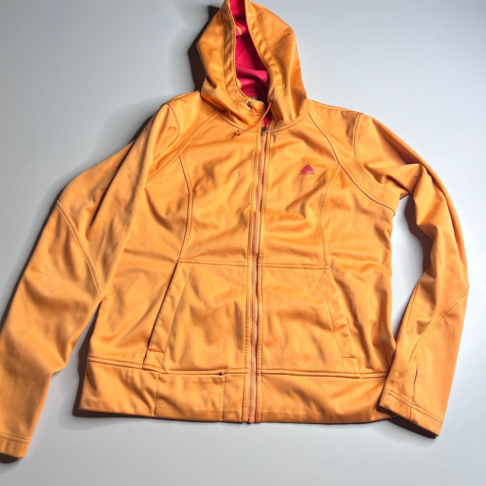 Nike ACG Womens Full Zip Hoodie Orange Pink Thumbholes Athletic Jacket Medium